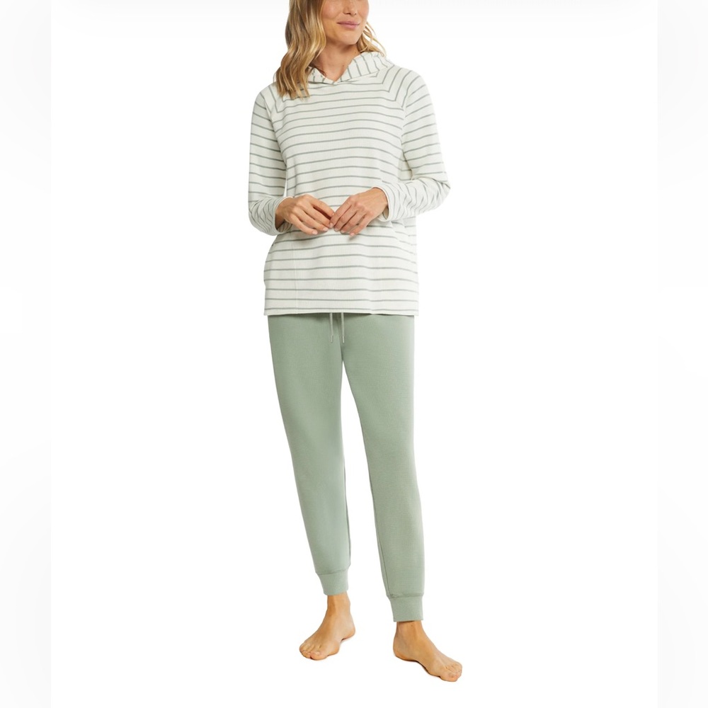 Max and Mia Women’s Striped Waffle Lounge Set Sage Green Size XXL NWT